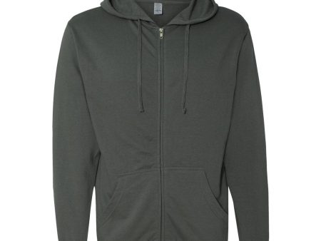 S&S Lightweight Full-Zip Hooded Sweatshirt- Black Heather Fashion