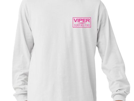 Viper Swimfins Pink Logo Long Sleeve T-Shirt - White Pink on Sale