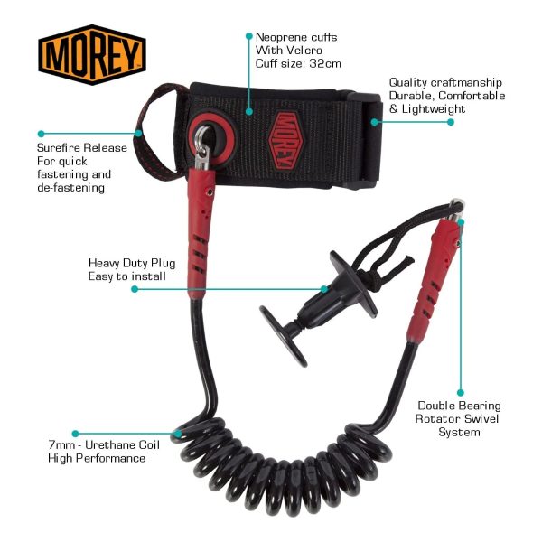 Morey Bodyboards Wrist Leash - Black Red Discount