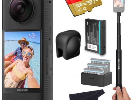 Insta360 X3 - Waterproof 360 Action Camera Bundle Includes Extra Battery, Charger, Invisible Selfie Stick, Lens Guard & Memory Card Fashion